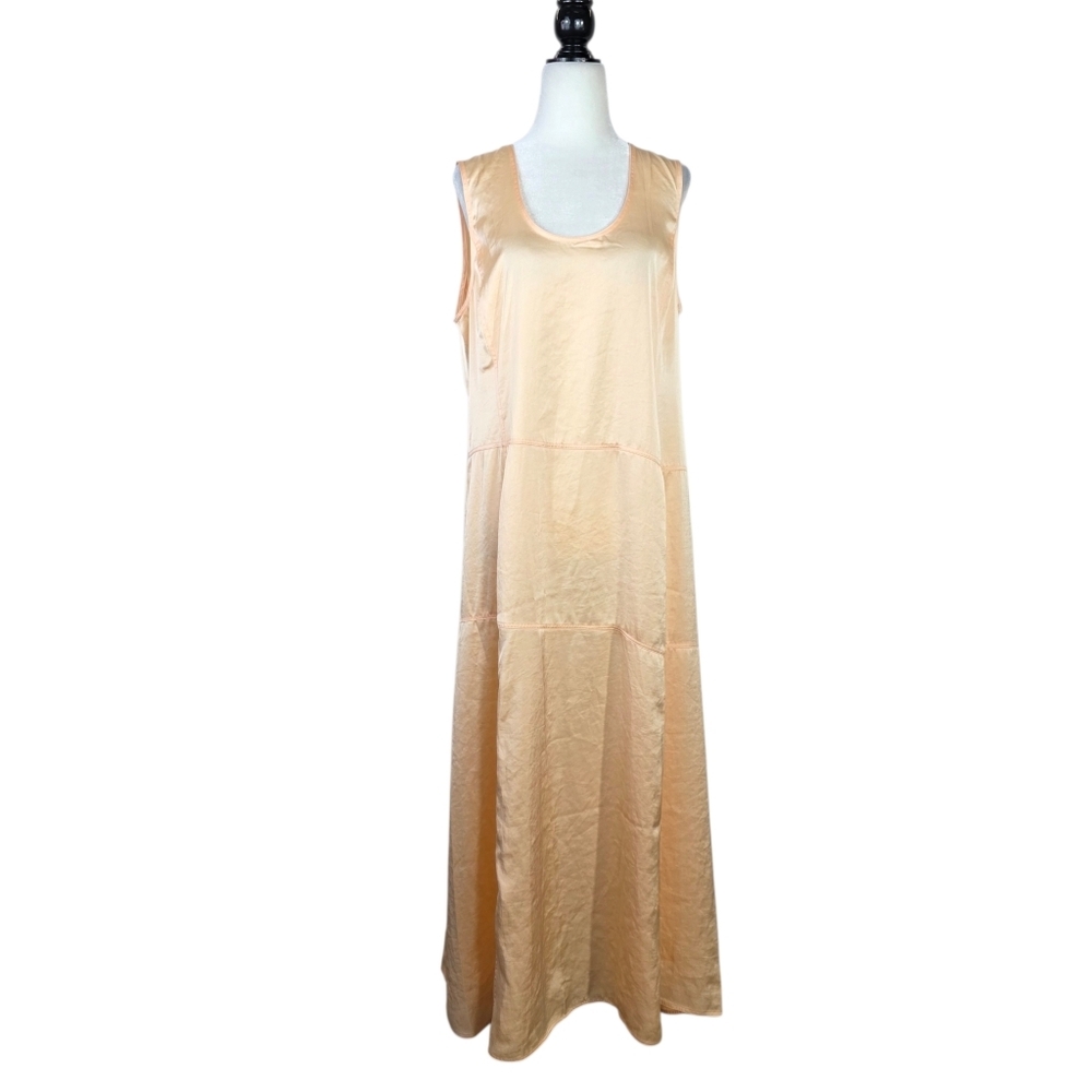 Calvin Klein Peach satin Sleeveless Maxi Dress